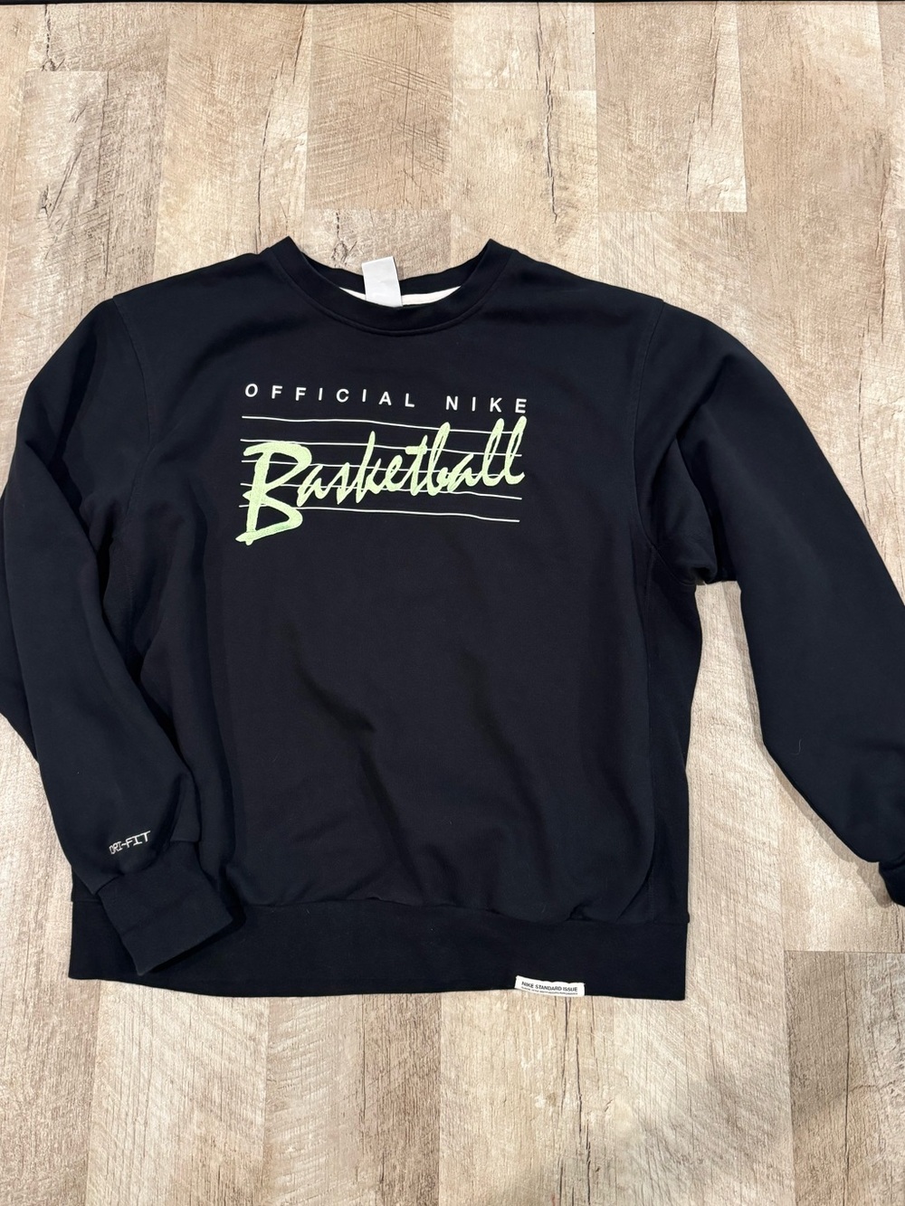 Nike Men’s Black Crewneck Sweatshirt with Neon Yellow-Green Script